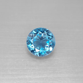 2.35캐럿 천연 런던 블루 토파즈, 라운드 컷, 8.01 mm, VS