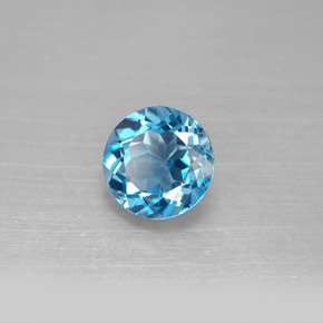 2.35캐럿 천연 런던 블루 토파즈, 라운드 컷, 8.01 mm, VS