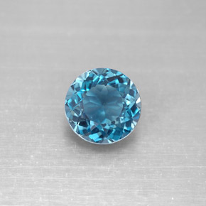 2.46캐럿 천연 런던 블루 토파즈, 라운드 컷, 8.09 mm, VVS-VS