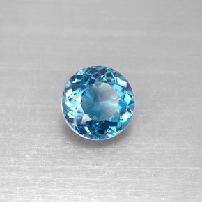 2.46캐럿 천연 런던 블루 토파즈, 라운드 컷, 8.09 mm, VVS-VS