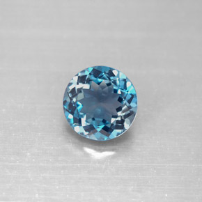 2.34캐럿 천연 런던 블루 토파즈, 라운드 컷, 8.10 mm, VVS-VS