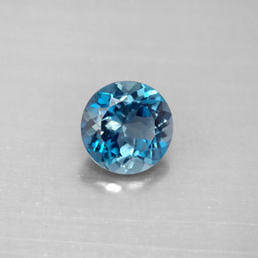 2.13캐럿 천연 런던 블루 토파즈, 라운드 컷, 7.79 mm, VVS-VS