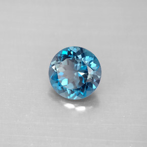 2.13캐럿 천연 런던 블루 토파즈, 라운드 컷, 7.79 mm, VVS-VS