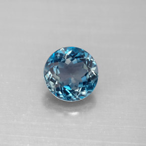 2.53캐럿 천연 런던 블루 토파즈, 라운드 컷, 8.12 mm, VVS-VS