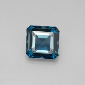 2.13캐럿 천연 런던 블루 토파즈, 에메랄드 컷, 7.4×7.3 mm, VVS-VS