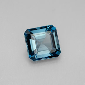 2.13캐럿 천연 런던 블루 토파즈, 에메랄드 컷, 7.4×7.3 mm, VVS-VS