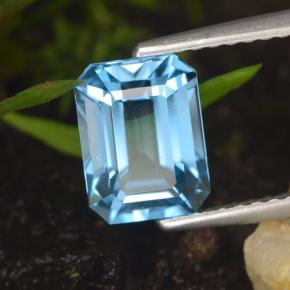 2.01캐럿 천연 스위스 블루 토파즈, 에메랄드 컷, 8×6 mm, VVS-VS