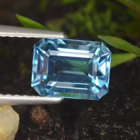 2.01캐럿 천연 스위스 블루 토파즈, 에메랄드 컷, 8×6 mm, VVS-VS
