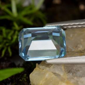 2.01캐럿 천연 스위스 블루 토파즈, 에메랄드 컷, 8×6 mm, VVS-VS