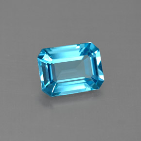 1.70캐럿 천연 스위스 블루 토파즈, 에메랄드 컷, 8×6.1 mm, VVS-VS