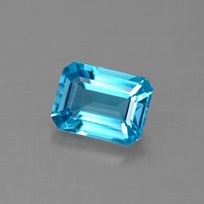 1.92캐럿 천연 스위스 블루 토파즈, 에메랄드 컷, 8×6 mm, VVS-VS
