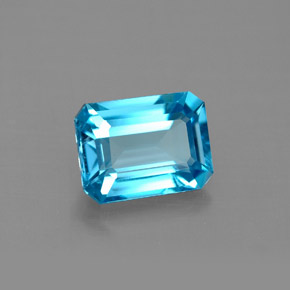 1.92캐럿 천연 스위스 블루 토파즈, 에메랄드 컷, 8×6 mm, VVS-VS