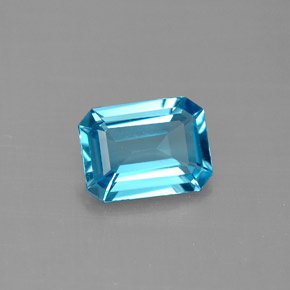 1.55캐럿 천연 스위스 블루 토파즈, 에메랄드 컷, 8.1×6.1 mm, VVS-VS