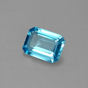 1.55캐럿 천연 스위스 블루 토파즈, 에메랄드 컷, 8.1×6.1 mm, VVS-VS