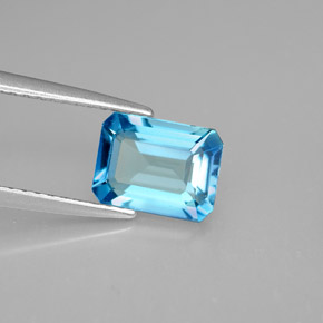 1.80캐럿 천연 스위스 블루 토파즈, 에메랄드 컷, 8×6 mm, VVS