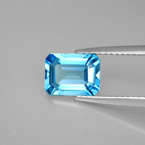 1.80캐럿 천연 스위스 블루 토파즈, 에메랄드 컷, 8×6 mm, VVS