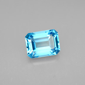 2.15캐럿 천연 스위스 블루 토파즈, 에메랄드 컷, 8.2×6.2 mm, VVS-VS