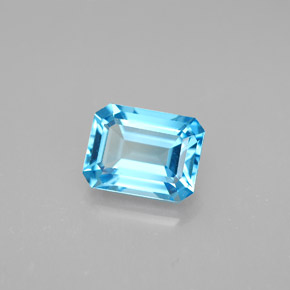 2.15캐럿 천연 스위스 블루 토파즈, 에메랄드 컷, 8.2×6.2 mm, VVS-VS