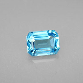 1.92캐럿 천연 스위스 블루 토파즈, 에메랄드 컷, 8.1×6.1 mm, VVS-VS
