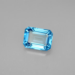 1.89캐럿 천연 스위스 블루 토파즈, 에메랄드 컷, 8.1×6 mm, VVS-VS