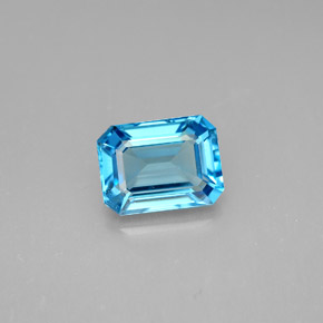 1.89캐럿 천연 스위스 블루 토파즈, 에메랄드 컷, 8.1×6 mm, VVS-VS
