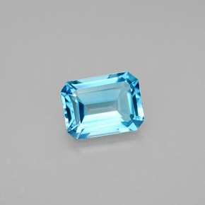 1.99캐럿 천연 스위스 블루 토파즈, 에메랄드 컷, 8.2×6.1 mm, VVS-VS