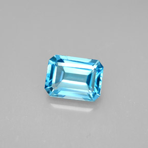 1.99캐럿 천연 스위스 블루 토파즈, 에메랄드 컷, 8.2×6.1 mm, VVS-VS