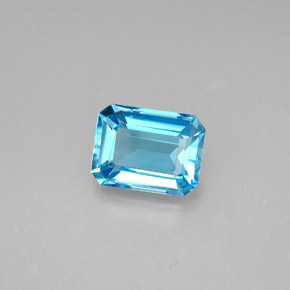 2.04캐럿 천연 스위스 블루 토파즈, 에메랄드 컷, 8.1×6.1 mm, VVS-VS