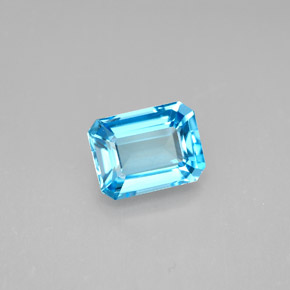 2.04캐럿 천연 스위스 블루 토파즈, 에메랄드 컷, 8.1×6.1 mm, VVS-VS