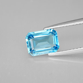 1.80캐럿 천연 스위스 블루 토파즈, 에메랄드 컷, 8×6 mm, VVS-VS