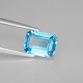 1.80캐럿 천연 스위스 블루 토파즈, 에메랄드 컷, 8×6 mm, VVS-VS