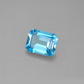 1.74캐럿 천연 스위스 블루 토파즈, 에메랄드 컷, 8×6.1 mm, VVS-VS