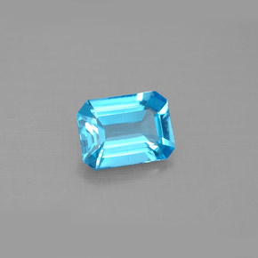 1.62캐럿 천연 스위스 블루 토파즈, 에메랄드 컷, 8.1×6 mm, VS