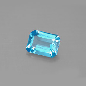 1.62캐럿 천연 스위스 블루 토파즈, 에메랄드 컷, 8.1×6 mm, VS