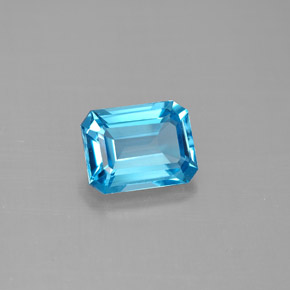 1.86캐럿 천연 스위스 블루 토파즈, 에메랄드 컷, 7.9×6 mm, VVS-VS