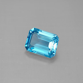 1.86캐럿 천연 스위스 블루 토파즈, 에메랄드 컷, 7.9×6 mm, VVS-VS