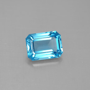 1.87캐럿 천연 스위스 블루 토파즈, 에메랄드 컷, 8×6 mm, VVS-VS