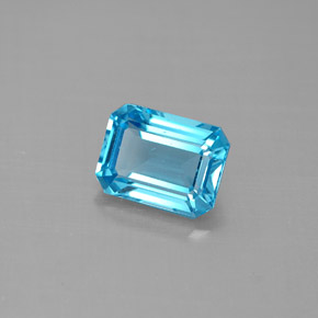 1.87캐럿 천연 스위스 블루 토파즈, 에메랄드 컷, 8×6 mm, VVS-VS
