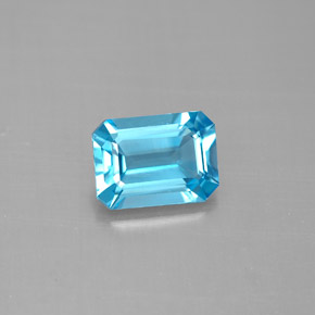 1.73캐럿 천연 스위스 블루 토파즈, 에메랄드 컷, 8.1×5.9 mm, VVS