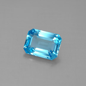 1.85캐럿 천연 스위스 블루 토파즈, 에메랄드 컷, 8.2×6.2 mm, VVS