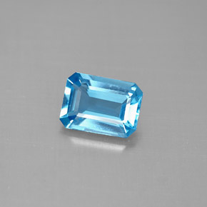 1.70캐럿 천연 스위스 블루 토파즈, 에메랄드 컷, 8.1×5.9 mm, VVS-VS