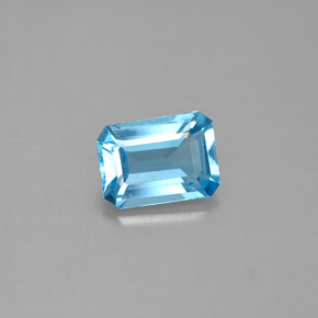 1.70캐럿 천연 스위스 블루 토파즈, 에메랄드 컷, 8.1×5.9 mm, VVS-VS