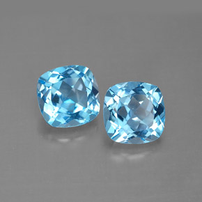 캐럿 천연 스위스 블루 토파즈 보석, 쿠션 컷, 7×7 mm, VVS-VS