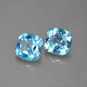 캐럿 천연 스위스 블루 토파즈 보석, 쿠션 컷, 7×7 mm, VVS-VS