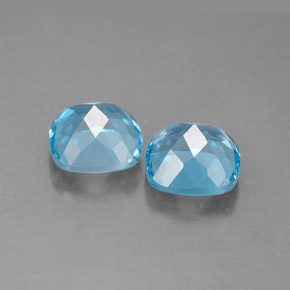 캐럿 천연 스위스 블루 토파즈 보석, 쿠션 컷, 7×7 mm, VVS-VS