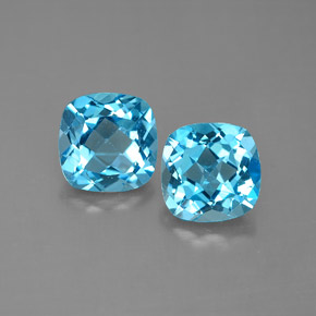 캐럿 천연 스위스 블루 토파즈 보석, 쿠션 컷, 7.1×7 mm, VVS-VS