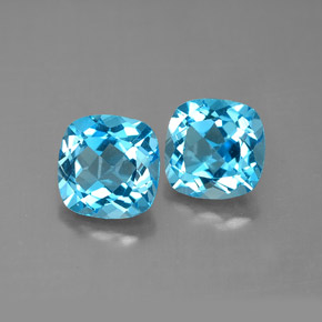 캐럿 천연 스위스 블루 토파즈 보석, 쿠션 컷, 7.1×7 mm, VVS-VS