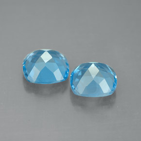 캐럿 천연 스위스 블루 토파즈 보석, 쿠션 컷, 7.1×7 mm, VVS-VS