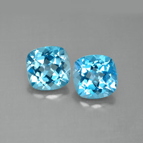 캐럿 천연 스위스 블루 토파즈 보석, 쿠션 컷, 7×7 mm, VVS-VS