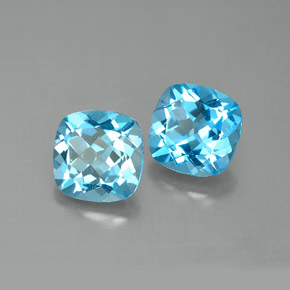 캐럿 천연 스위스 블루 토파즈 보석, 쿠션 컷, 7×7 mm, VVS-VS